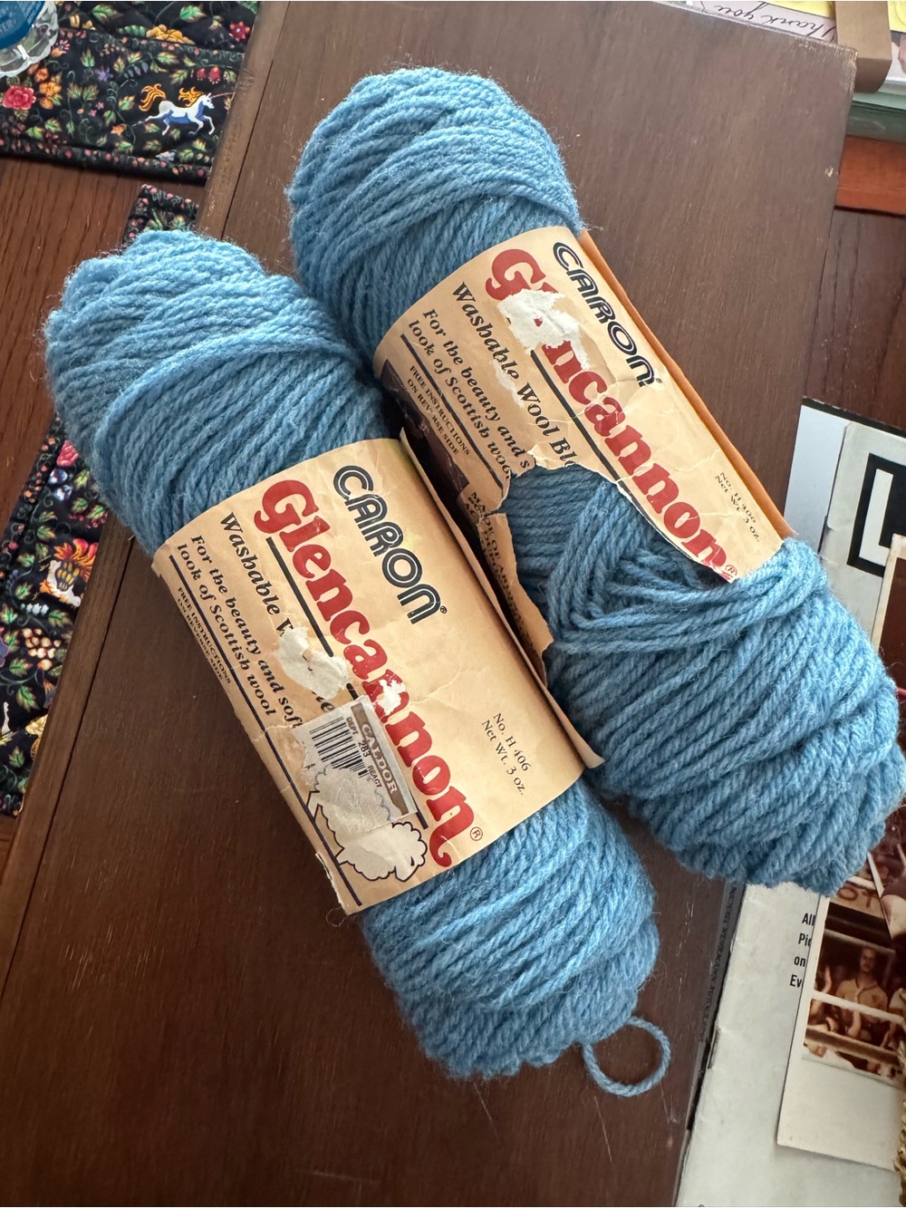 2X Glencannon Washable Wool Blend Yarn Skeins 1141 Teal Blue NOS NEW Made In USA